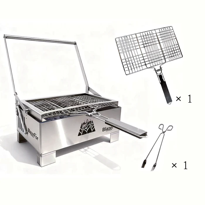 Box-Style Rotating Charcoal Grill, 360° BBQ Grill for Outdoor Cooking