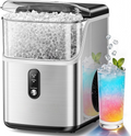 Nugget Ice Maker Countertop, Ready in 7 Mins, 34Lbs/24H Pebble Ice Machine, Self-Cleaning with Ice Scoop & Basket