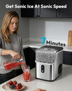 Nugget Ice Maker Countertop, Ready in 7 Mins, 34Lbs/24H Pebble Ice Machine, Self-Cleaning with Ice Scoop & Basket