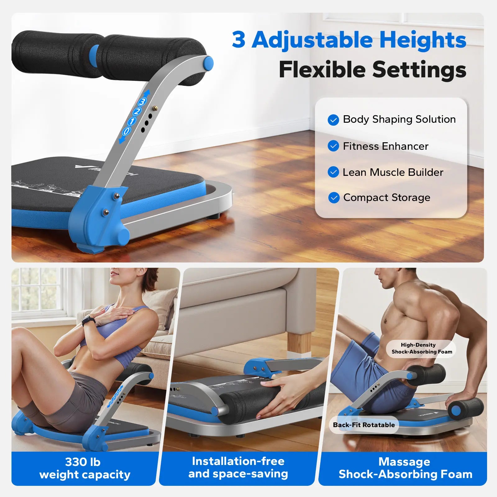 3-Level Adjustable Sit-Up Ab Trainer
