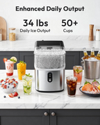 Nugget Ice Maker Countertop, Ready in 7 Mins, 34Lbs/24H Pebble Ice Machine, Self-Cleaning with Ice Scoop & Basket
