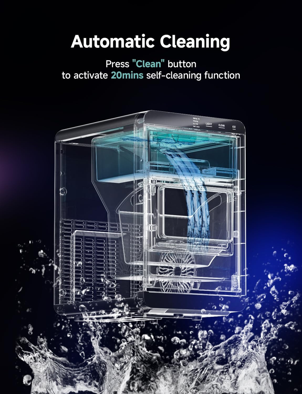 40Lbs Nugget Ice Maker Countertop, Self-Cleaning Pebble Ice Machine with Ice Scoop & Basket for Home, Kitchen & Office