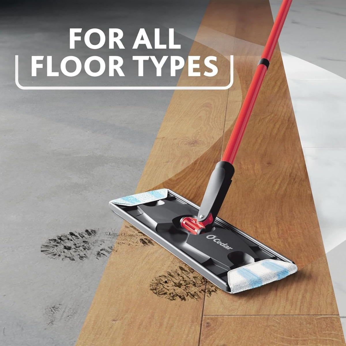 O-Cedar H2prO Flat Mop System | Quick Everyday Cleaning | Dual-Tank Fresh Water System | Machine Washable Reusable Microfiber Mop Pad | Safe on Hardwood, Tile & Vinyl Floors