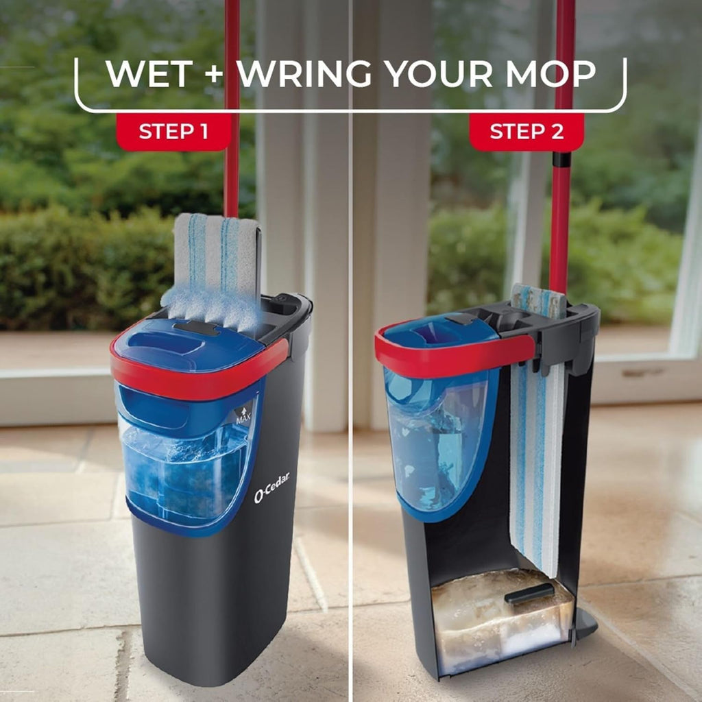 O-Cedar H2prO Flat Mop System | Quick Everyday Cleaning | Dual-Tank Fresh Water System | Machine Washable Reusable Microfiber Mop Pad | Safe on Hardwood, Tile & Vinyl Floors