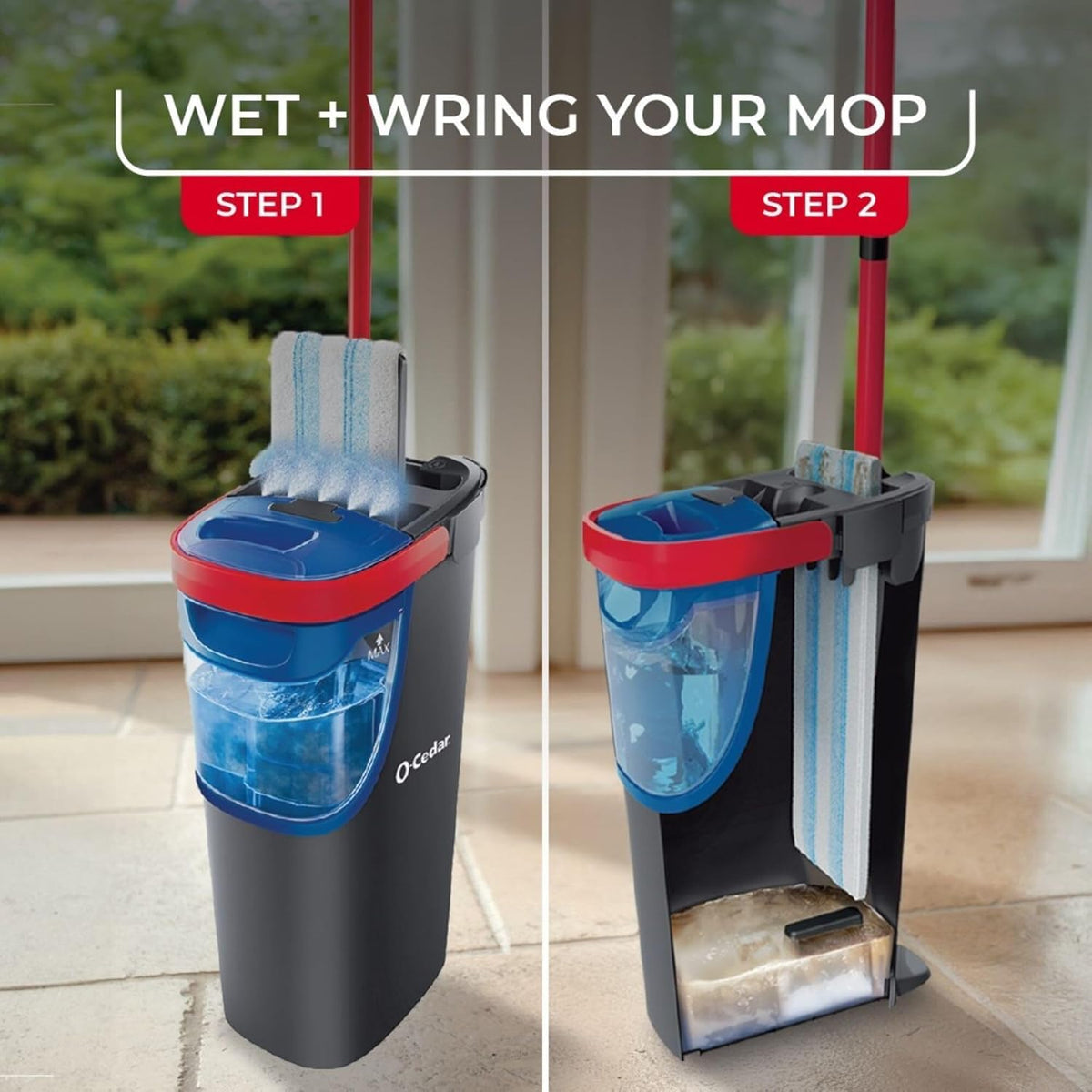 O-Cedar H2prO Flat Mop System | Quick Everyday Cleaning | Dual-Tank Fresh Water System | Machine Washable Reusable Microfiber Mop Pad | Safe on Hardwood, Tile & Vinyl Floors