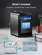 40Lbs Nugget Ice Maker Countertop, Self-Cleaning Pebble Ice Machine with Ice Scoop & Basket for Home, Kitchen & Office