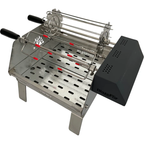 Double-Row Electric Rotating Grill, 360° Automatic Rotisserie BBQ Grill with Even Heating for Outdoor Cooking, Backyard & Camping
