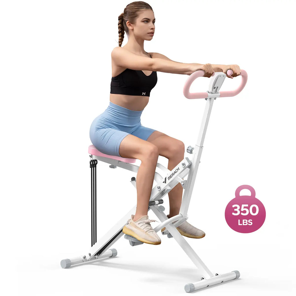2-in-1 Squat Rowing Machine, Adjustable Resistance Glutes Leg Workout Equipment with LCD Monitor, 350LBS Capacity Home Gym Exercise for Women Summervibes
